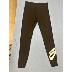 Nike Pants Womens Medium Black Tight Leggings High Waisted Logo Swoosh Ladies